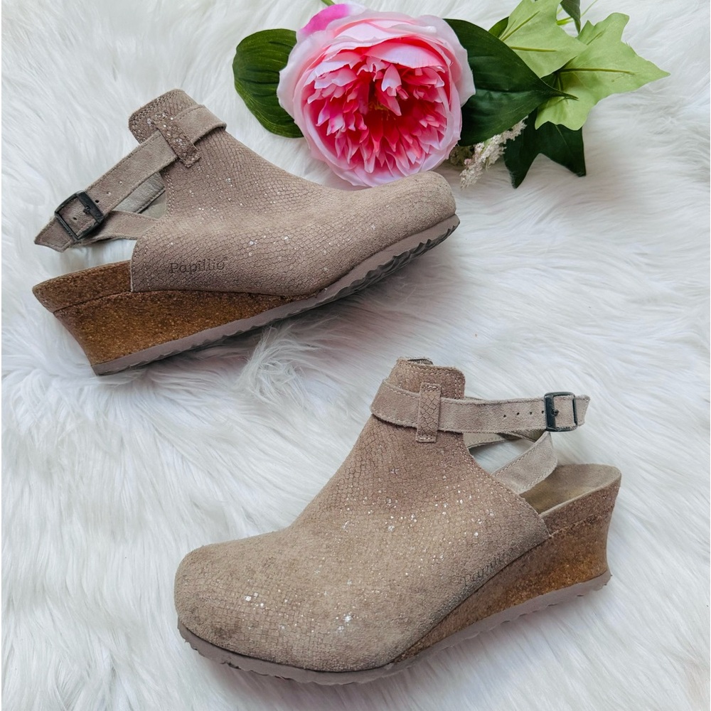 Birkenstock Beige/Sand Suede Wedge Sandals - Picture 4 of 8